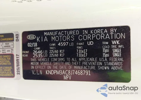 2018 Kia Sportage Lx from USA, damaged, VIN KNDPM3AC8J7468791